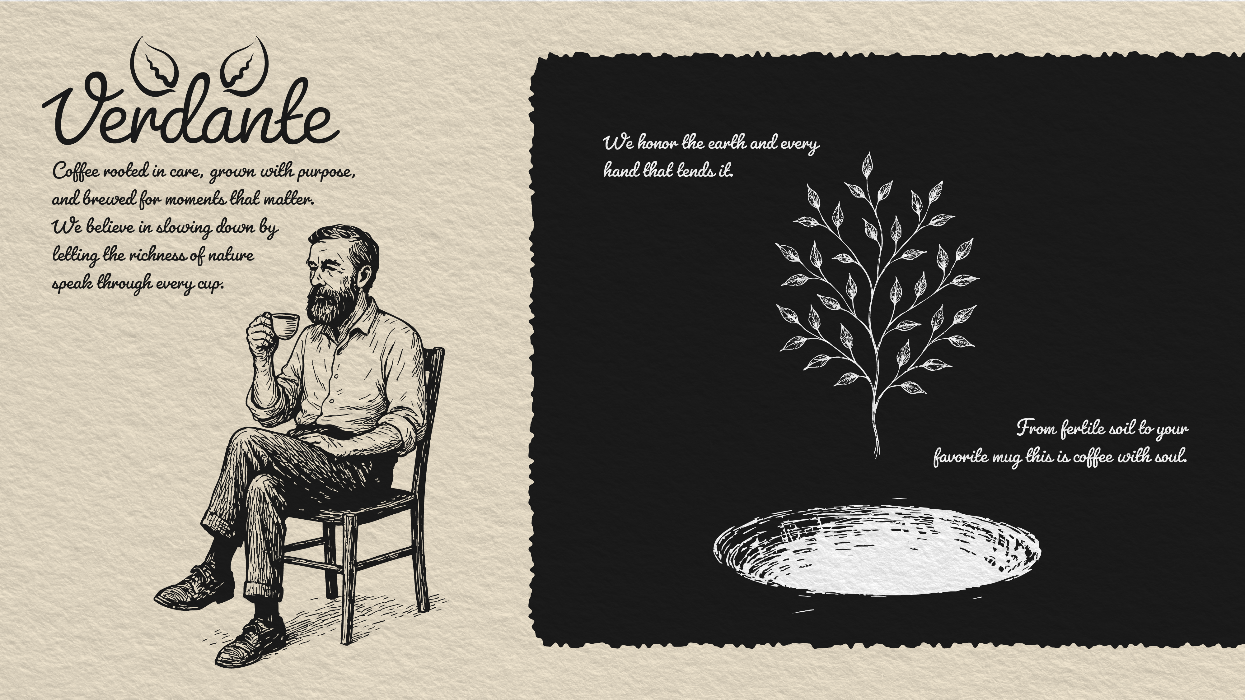 Verdante — sitting man illustration and slogan
