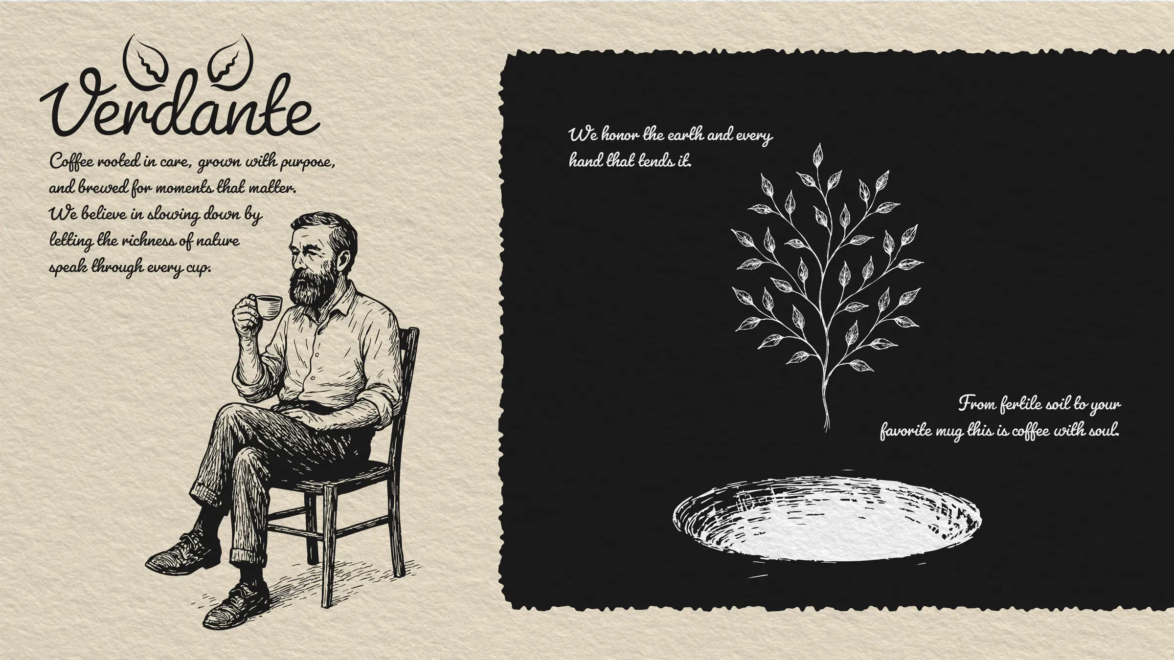 Verdante — sitting man illustration and slogan